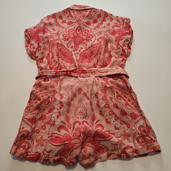 FARM Rio Jaipur Red Romper Short sleeves Collared Front button Size L - Picture 13 of 14